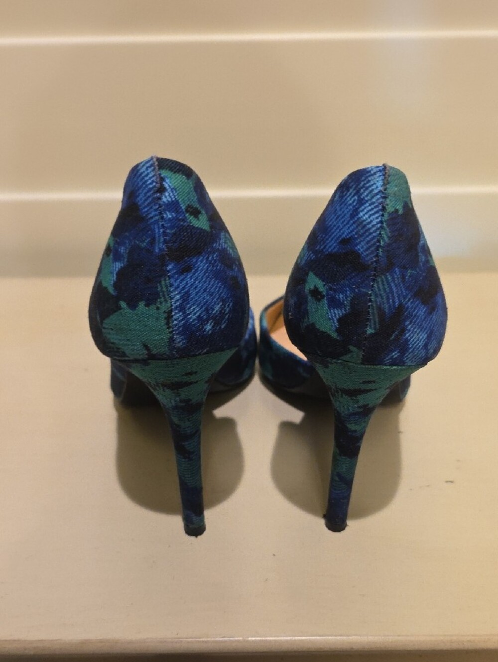 Jessica Simpson Teal and Navy Patterned Pointed-Toe Pumps - Picture 3 of 4